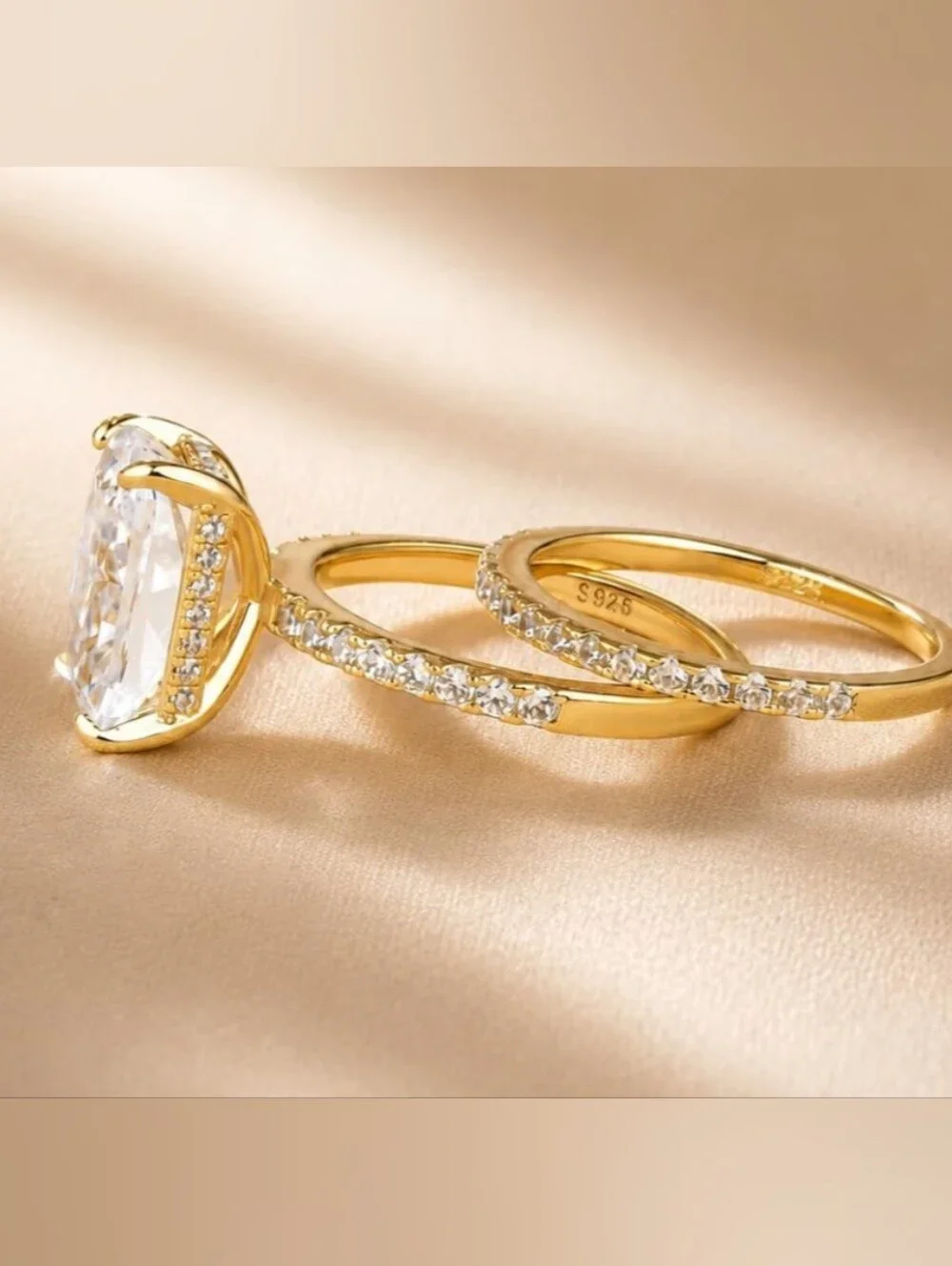 .925 Radiant Engagement Ring Set